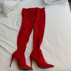 Steve Madden Dominique Red Thigh High Boots